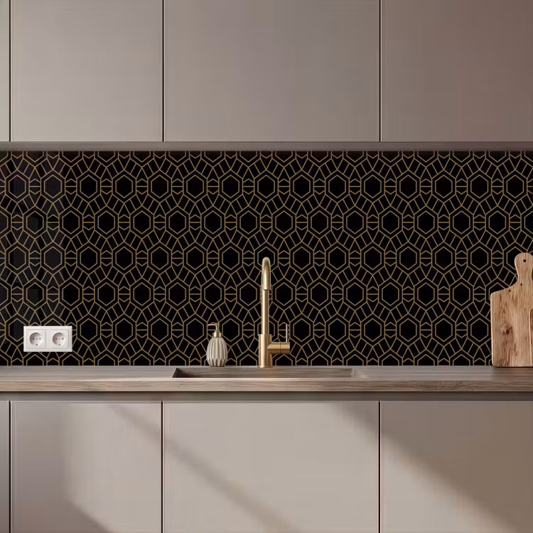 Goud - Zwart - Rozetstructuur keuken achterwand 2 middel 871 zz_3dshopping