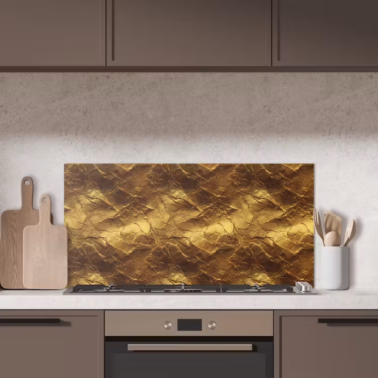 Bladgoud - Textuur - Goud keuken achterwand spatscherm middel 899 -sfeer2