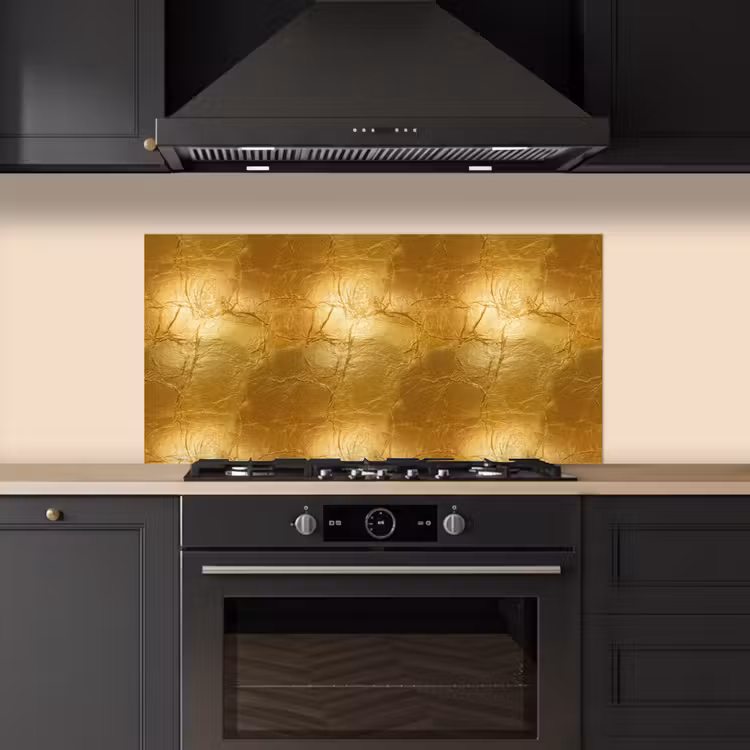 Bladgoud - Vintage - Textuur - Warm Goud keuken achterwand spatscherm middel 899 -sfeer1