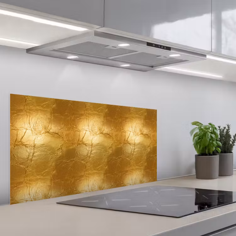 Bladgoud - Vintage - Textuur - Warm Goud keuken achterwand spatscherm middel 899 -3d_schuin