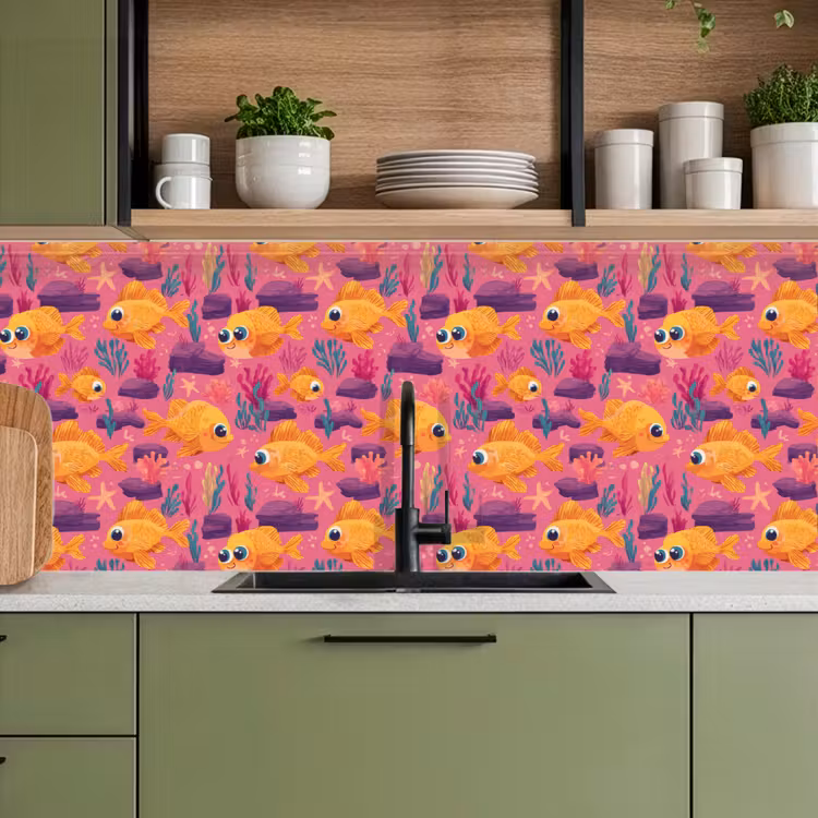 Goudvissen - Koraal - Kleurrijk keuken achterwand 2 middel 871 -sfeer3