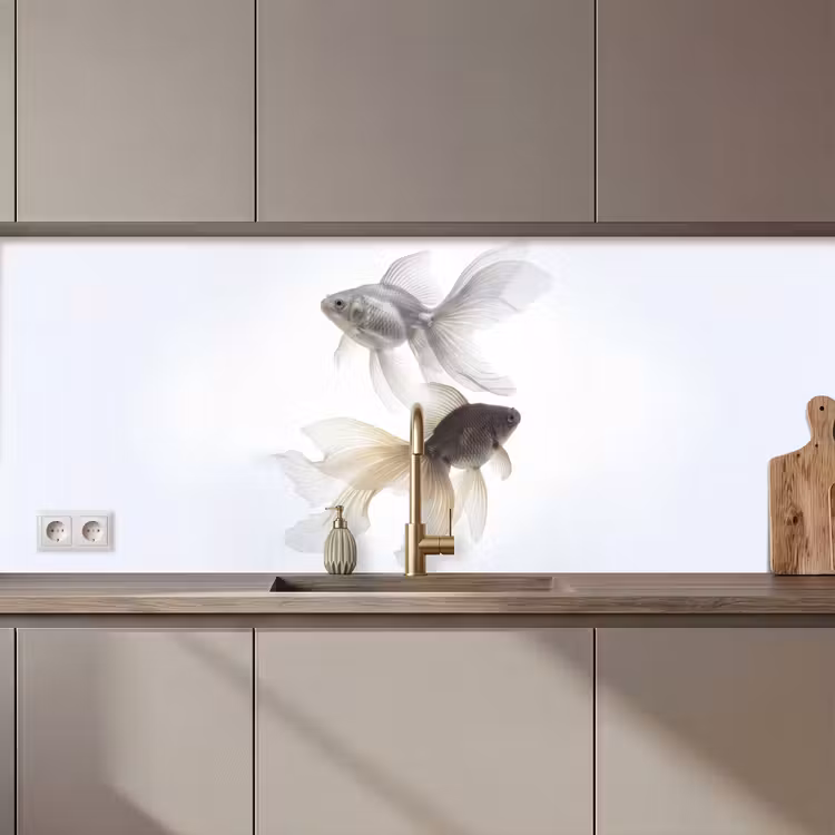 Goudvissen - Modern - Wit keuken achterwand 2 middel zz_3dshopping