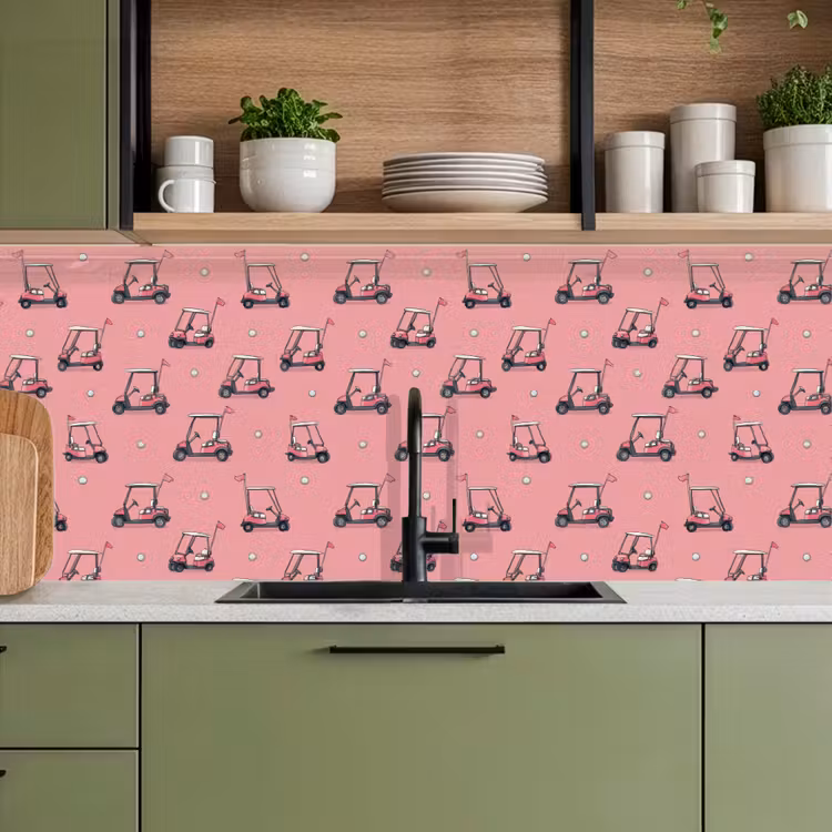 Golfkar - Retro - Roze keuken achterwand 2 middel 871 -sfeer3