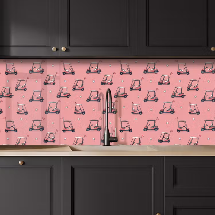 Golfkar - Retro - Roze keuken achterwand 2 middel 871 -sfeer1