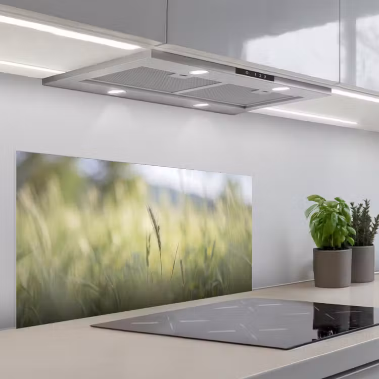 Graan - Aar - Natuur - Groen - Detail keuken achterwand spatscherm middel -3d_schuin