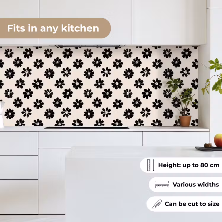 Grafisch - Madeliefjes - Zwart - Beige keuken achterwand 2 middel 871 -sfeer4_UK