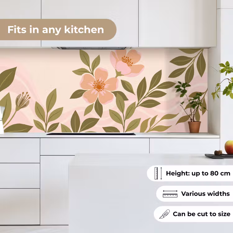 Grafisch - Bloemen - Roze keuken achterwand 2 middel -sfeer4_UK