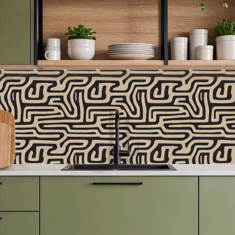Grafisch - Lijnen - Zwart keuken achterwand 2 middel 871 -sfeer3