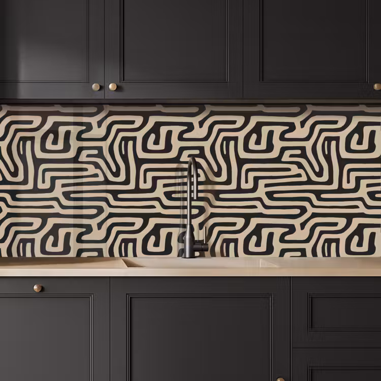 Grafisch - Lijnen - Zwart keuken achterwand 2 middel 871 -sfeer1