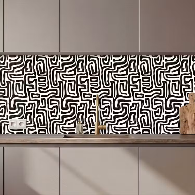 Grafisch - Lijnen - Zwart - Wit keuken achterwand 2 middel 871 zz_3dshopping
