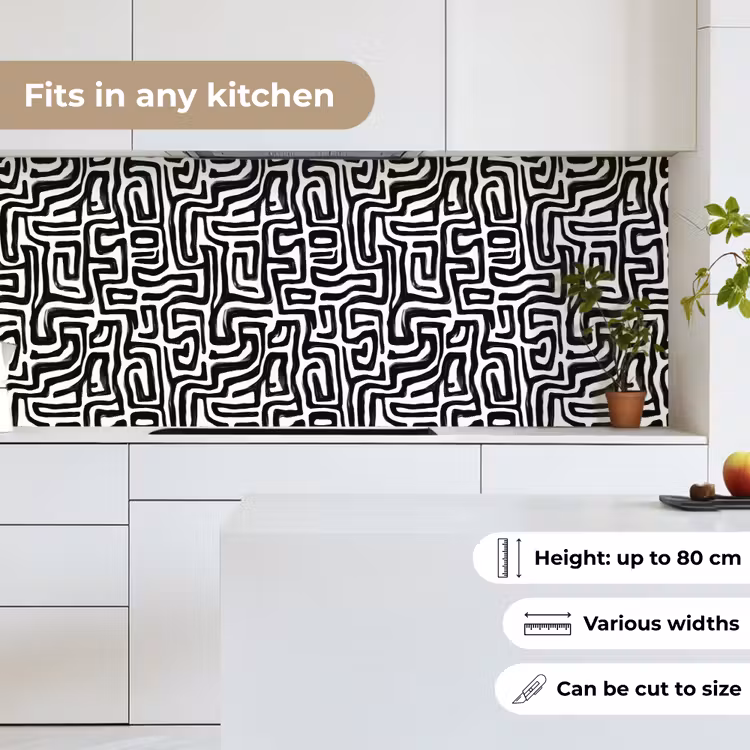 Grafisch - Lijnen - Zwart - Wit keuken achterwand 2 middel 871 -sfeer4_UK