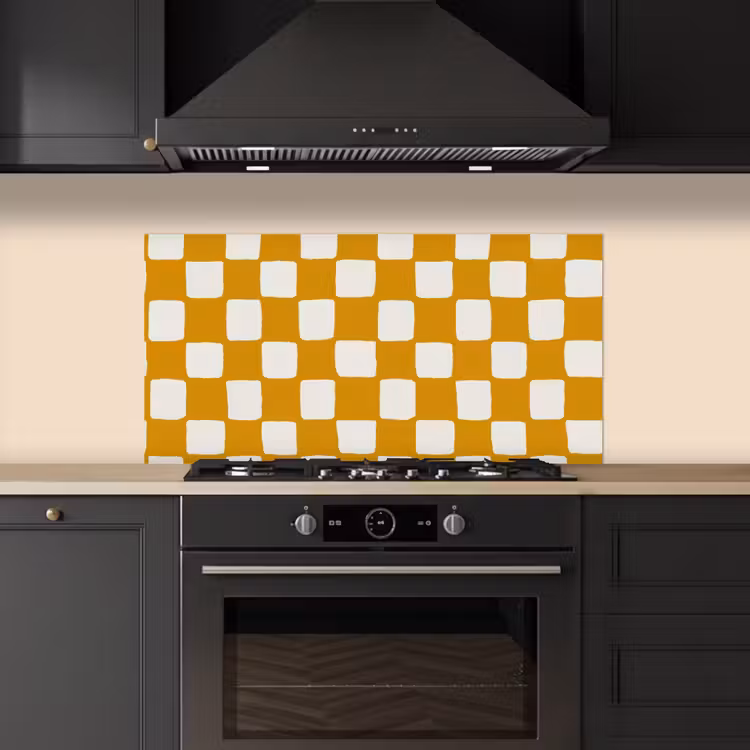 Grafisch - Patroon - Oker keuken achterwand spatscherm middel 899 -sfeer1
