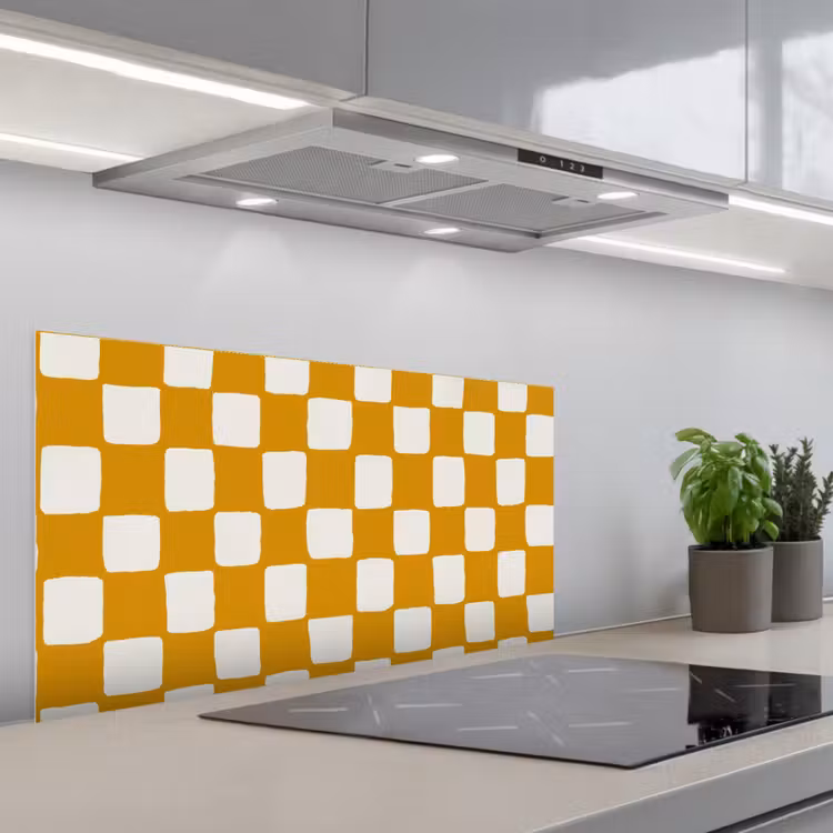 Grafisch - Patroon - Oker keuken achterwand spatscherm middel 899 -3d_schuin