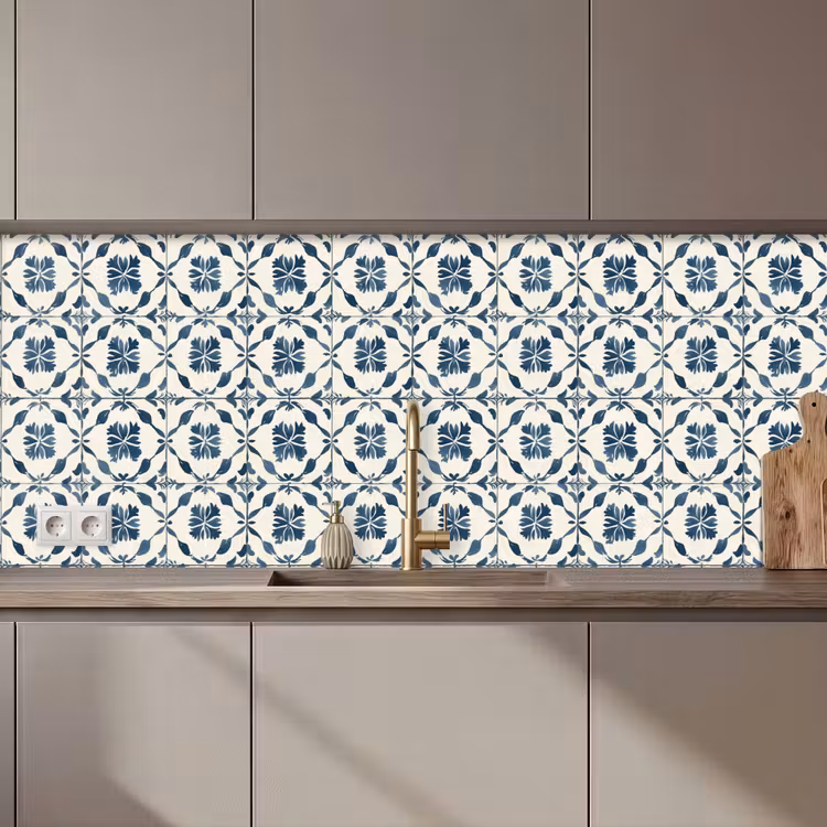 Grafisch - Tegel - Blauw keuken achterwand 2 middel 871 zz_3dshopping