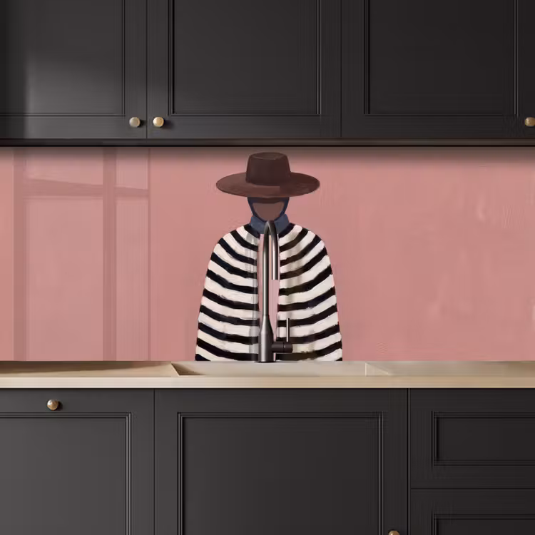 Grafisch - Vrouw - Roze keuken achterwand 2 middel -sfeer1