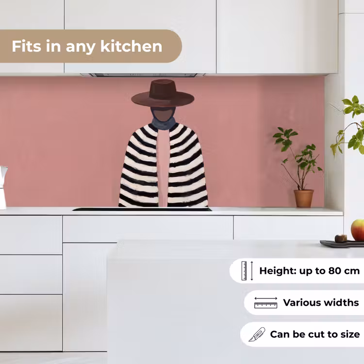 Grafisch - Vrouw - Roze keuken achterwand 2 middel -sfeer4_UK