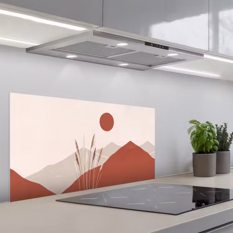 Gras - Landschap - Natuur - Abstract - Beige keuken achterwand spatscherm middel -3d_schuin