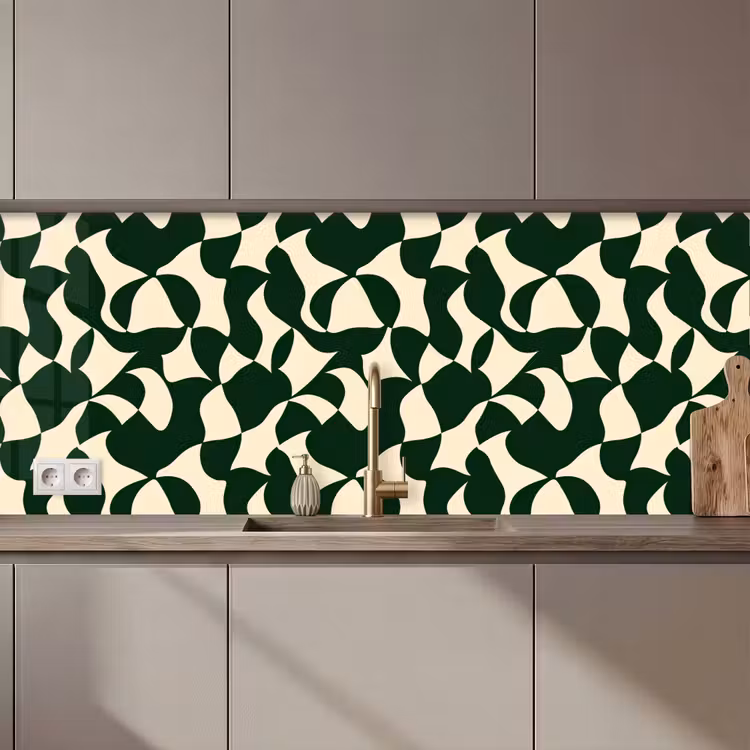 Groen - Organische vlakken - Crème keuken achterwand 2 middel 871 zz_3dshopping