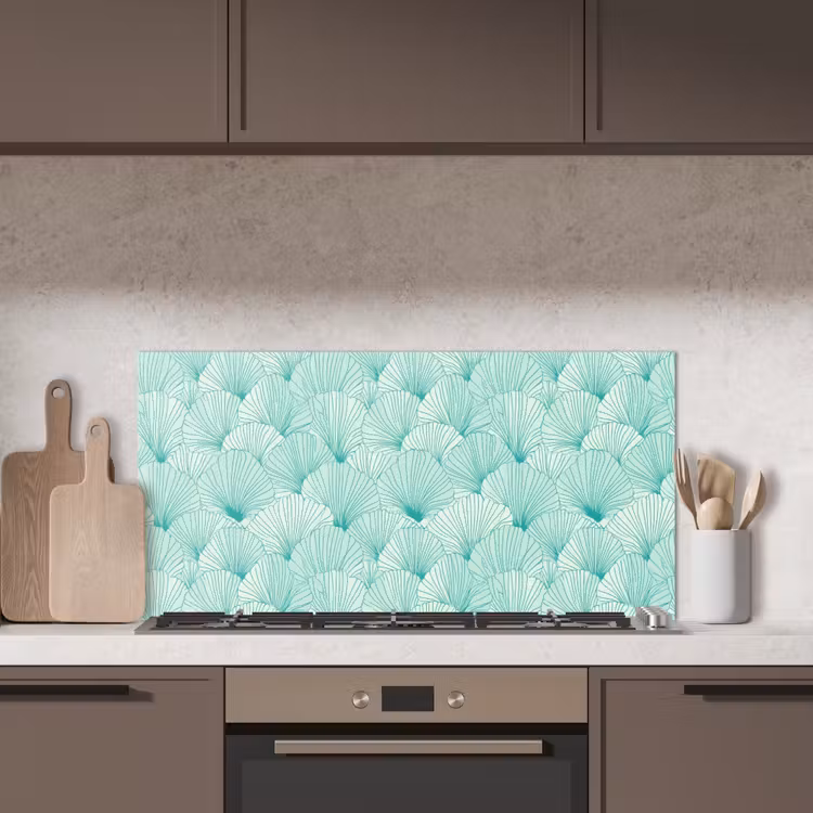 Groen - Wit - Ginko - Getekend - Textuur keuken achterwand spatscherm middel 899 -sfeer2