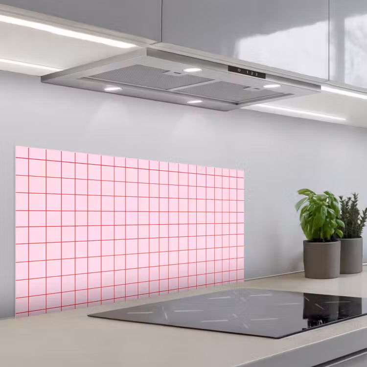 Raster - Patroon - Roze keuken achterwand spatscherm middel 899 -3d_schuin