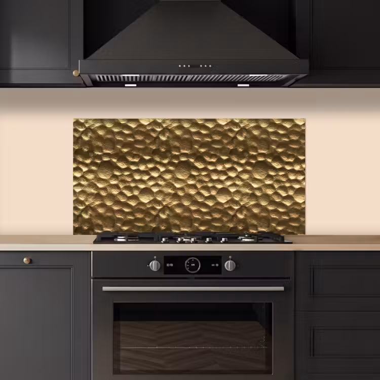 Gehamerd - Reliëf - Textuur - Bronsgoud keuken achterwand spatscherm middel 899 -sfeer1