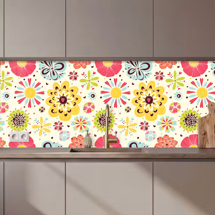 Hart - Bloemen - Patronen keuken achterwand 2 middel 871 zz_3dshopping