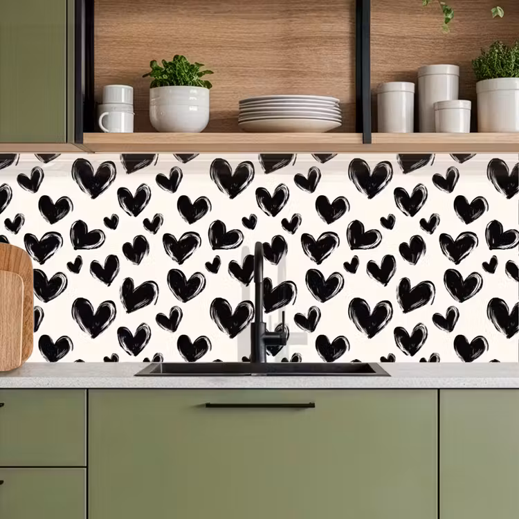 Hartjes - Patroon - Zwart keuken achterwand 2 middel 871 -sfeer3