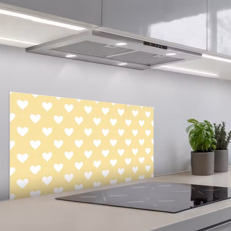 Hartjes - Patroon - Geel keuken achterwand spatscherm middel 899 -3d_schuin