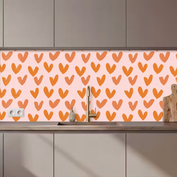 Hartjes - Getekend - Oranje keuken achterwand 2 middel 871 zz_3dshopping