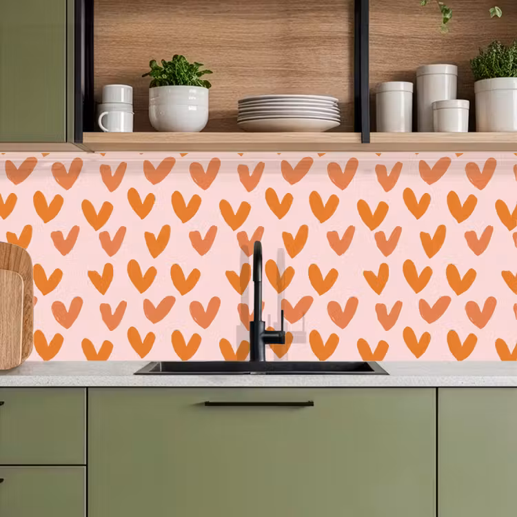 Hartjes - Getekend - Oranje keuken achterwand 2 middel 871 -sfeer3