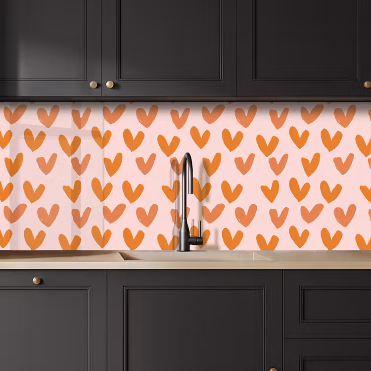 Hartjes - Getekend - Oranje keuken achterwand 2 middel 871 -sfeer1