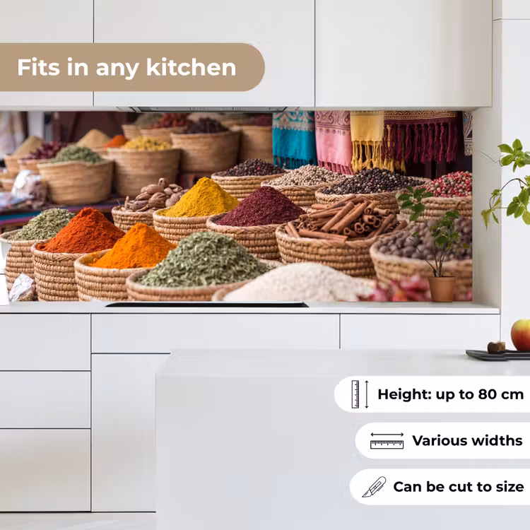 Kitchen Wall Splashback - Herbs - Baskets - Oriental - Kruiden - Manden - Oosters keuken achterwand 2 middel