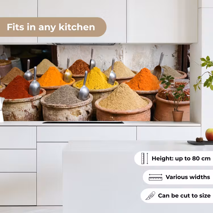 Kitchen Wall Splashback - Herbs - Jars - Asian - Kruiden - Potten - Oosters keuken achterwand 2 middel