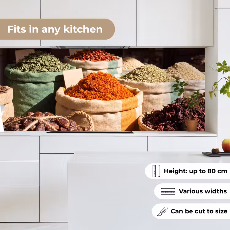 Kitchen Wall Splashback - Herbs - Market - Colorful - Kruiden - Markt - Kleurrijk keuken achterwand 2 middel