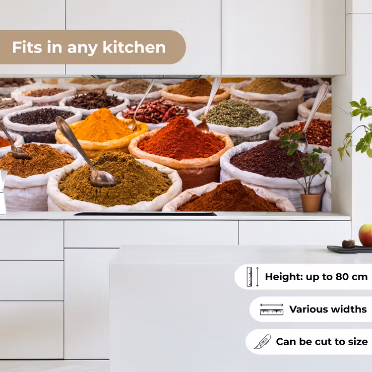 Kitchen Wall Splashback - Herbs - Market - Food - Kruiden - Markt - Eten keuken achterwand 2 middel