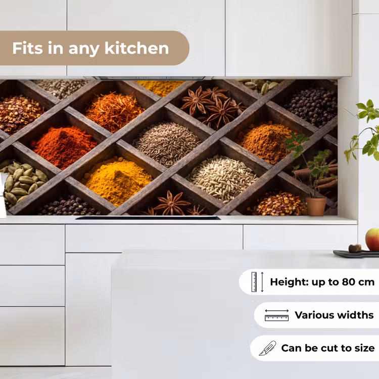 Kitchen Wall Splashback - Herbs - Wood - Food - Kruiden - Houten - Eten keuken achterwand 2 middel