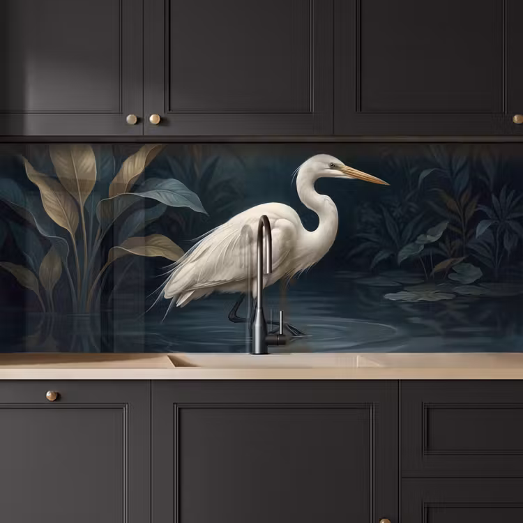 Reiger - Water - Natuur - Modern - Wit keuken achterwand 2 middel -sfeer1