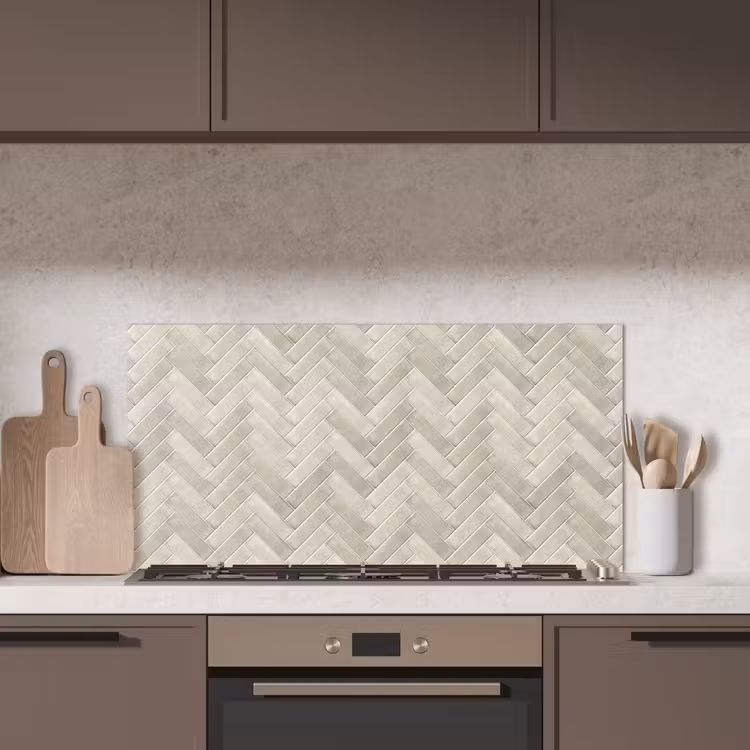 Visgraat - Wandtegel - Beige keuken achterwand spatscherm middel 899 -sfeer2