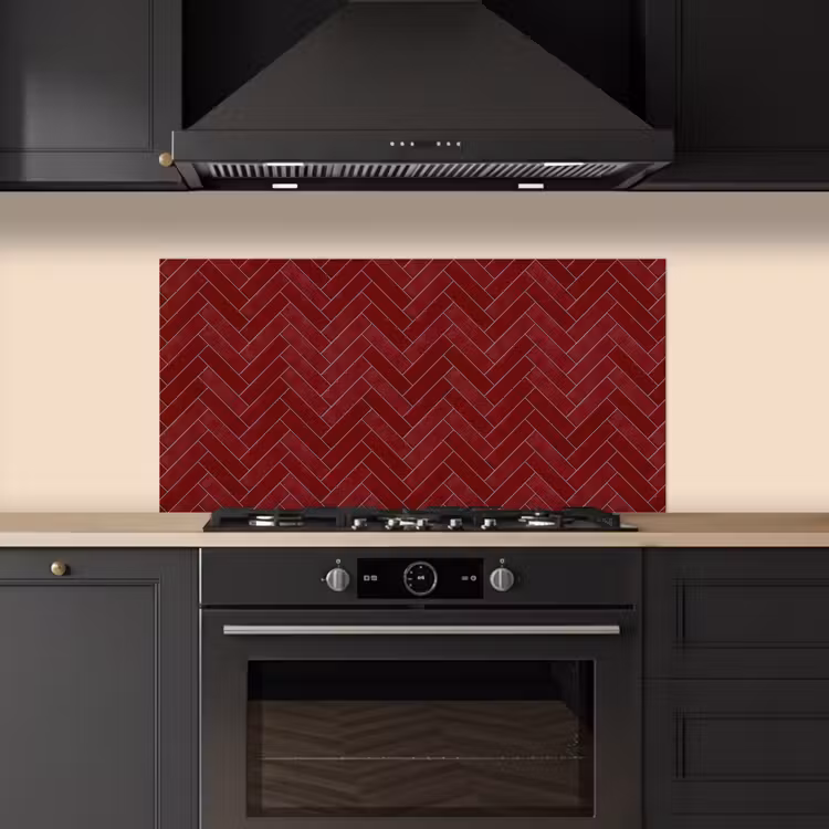 Visgraat - Wandtegel - Bordeaux - Rood keuken achterwand spatscherm middel 899 -sfeer1