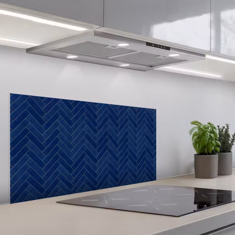 Visgraat - Wandtegel - Donkerblauw - Navy Blue keuken achterwand spatscherm middel 899 -3d_schuin