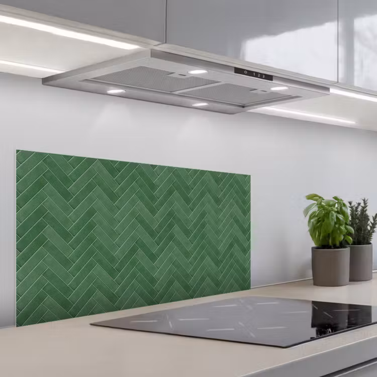 Visgraat - Wandtegel - Bosgroen keuken achterwand spatscherm middel 899 -3d_schuin