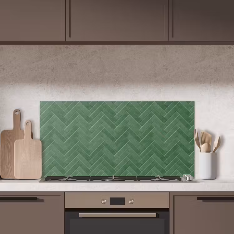 Visgraat - Wandtegel - Bosgroen keuken achterwand spatscherm middel 899 -sfeer2