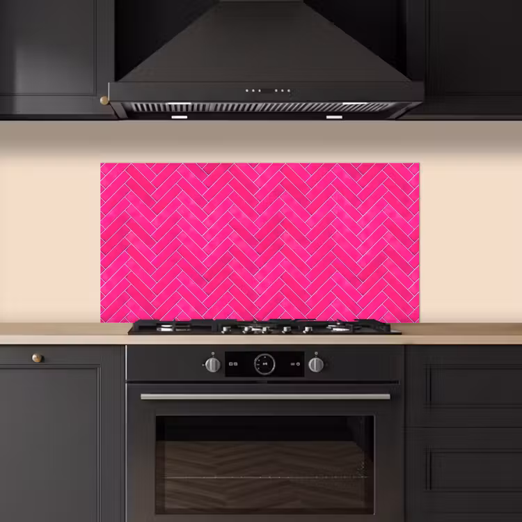 Visgraat - Wandtegel - Fuchsia - Roze keuken achterwand spatscherm middel 899 -sfeer1
