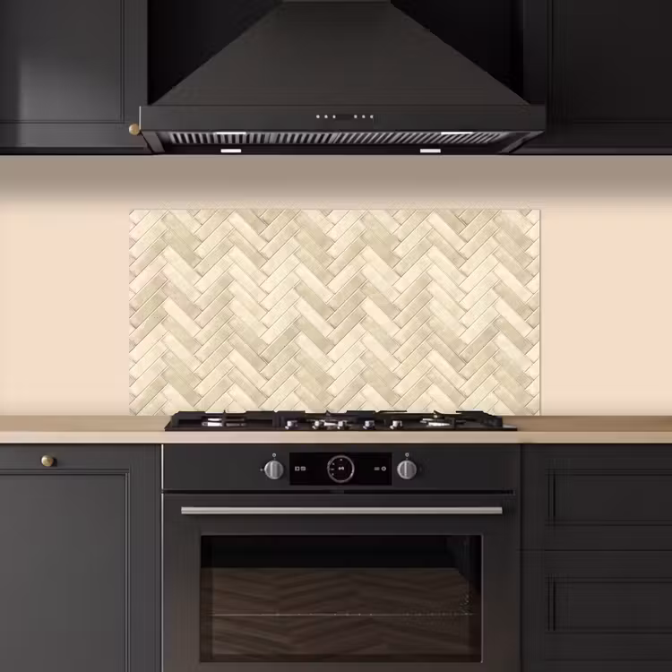 Visgraat - Wandtegel - Licht Beige keuken achterwand spatscherm middel 899 -sfeer1