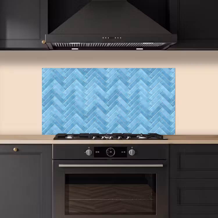 Visgraat - Wandtegel - Lichtblauw keuken achterwand spatscherm middel 899 -sfeer1