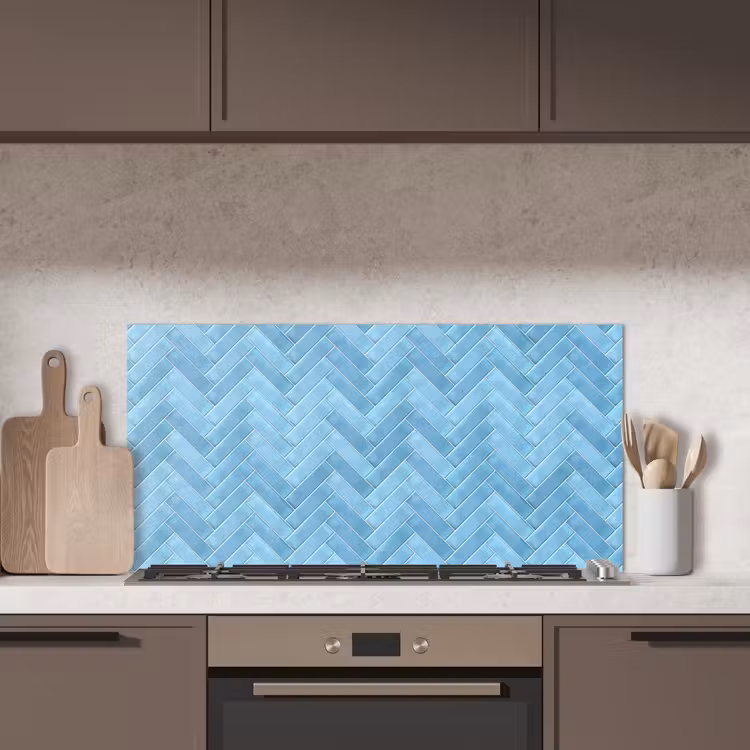 Visgraat - Wandtegel - Lichtblauw keuken achterwand spatscherm middel 899 -sfeer2