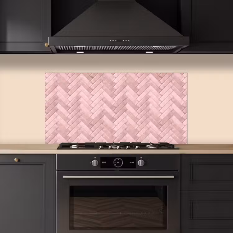 Visgraat - Wandtegel - Lichtroze keuken achterwand spatscherm middel 899 -sfeer1