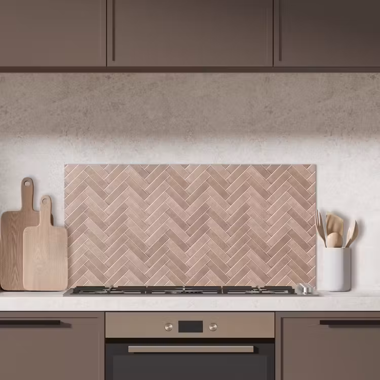 Visgraat - Wandtegel - Oudroze - Terracotta keuken achterwand spatscherm middel 899 -sfeer2