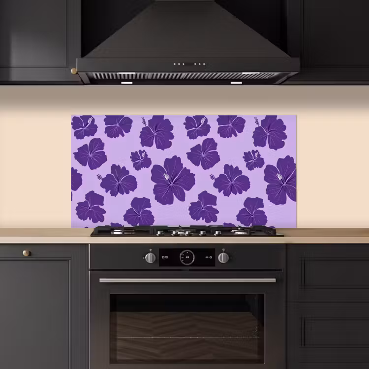 Hibiscus - Bloemen - Paars keuken achterwand spatscherm middel 899 -sfeer1