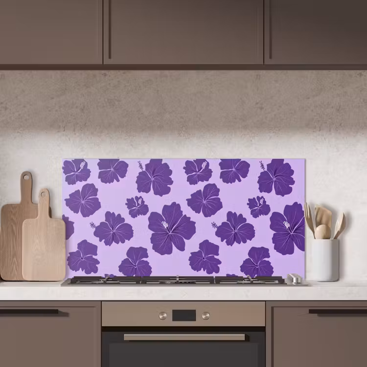 Hibiscus - Bloemen - Paars keuken achterwand spatscherm middel 899 -sfeer2